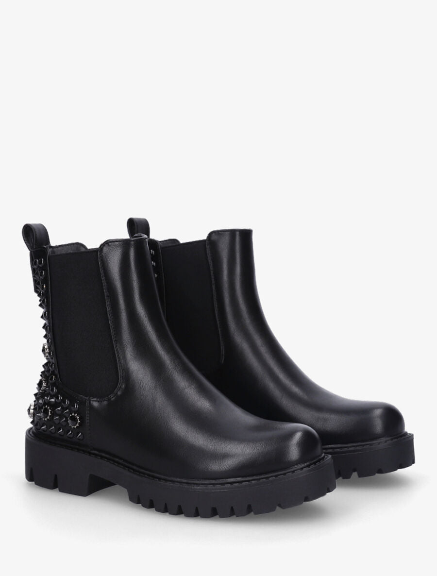 Bottines en simili à clous fantaisies - Noir - 4