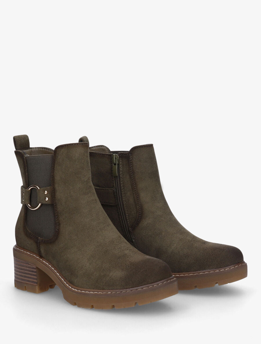 Bottines en suédine à boucle ronde - Kaki - 4