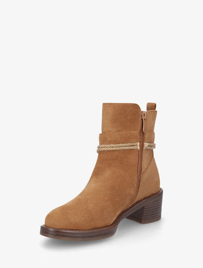 Bottines en suédine à corde - Camel - 3