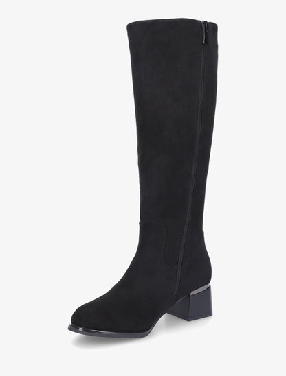 Bottes plates en suédine languette à strass - Noir - 3