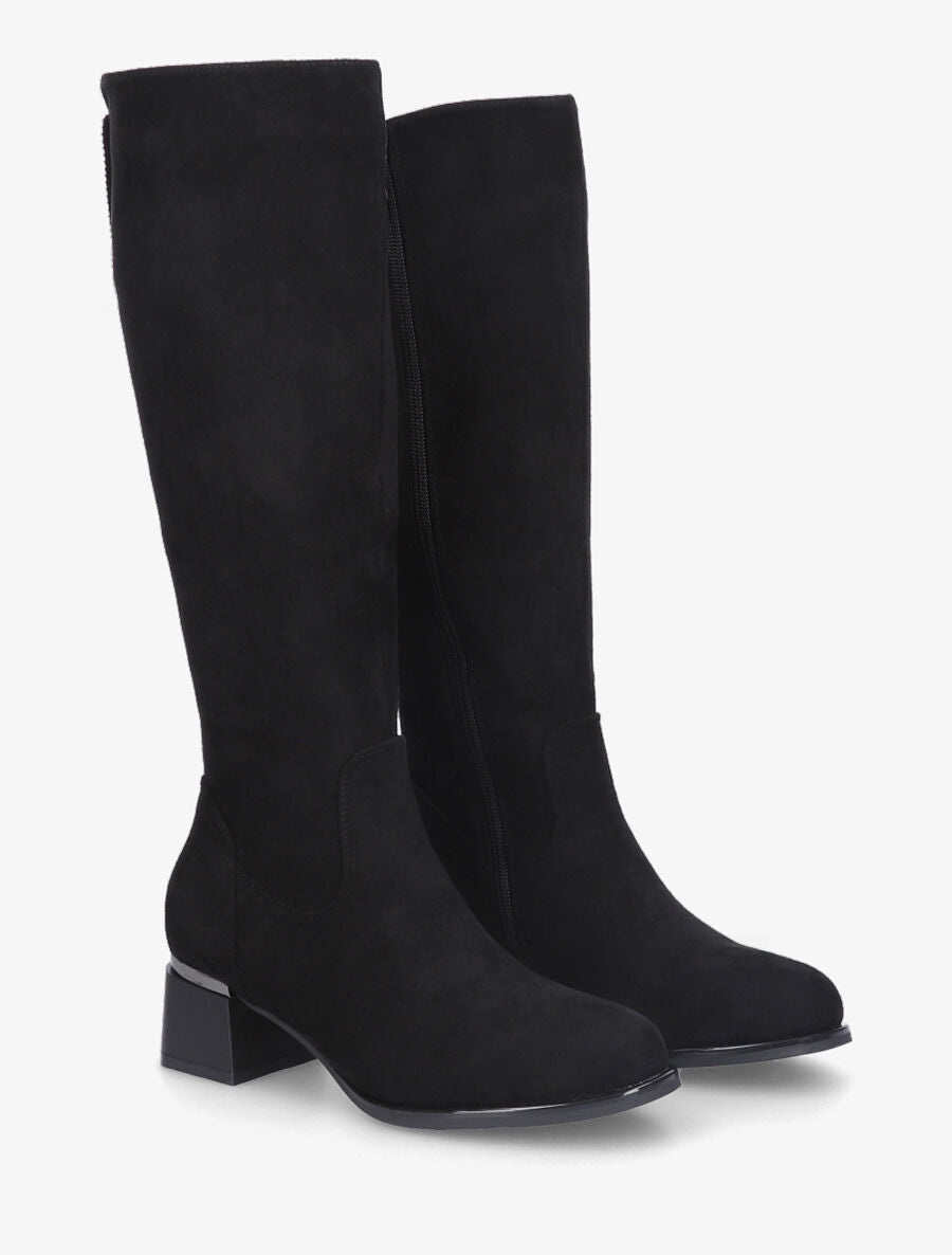 Bottes plates en suédine languette à strass - Noir - 4