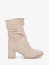 Bottines froncées en suédine à bout pointu - Beige - 5