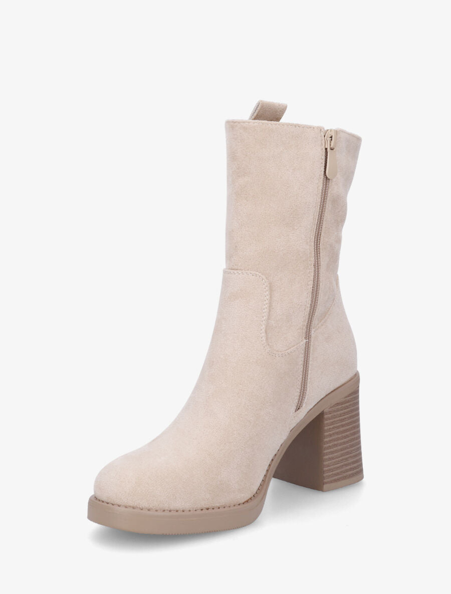 Bottines montantes hautes en suédine - Beige - 3