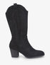 Bottes style santiag en suédine - Noir - 1