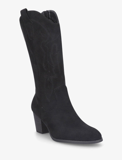 Bottes style santiag en suédine - Noir - 2