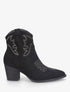 Bottines style santiag en suédine - Noir - 1