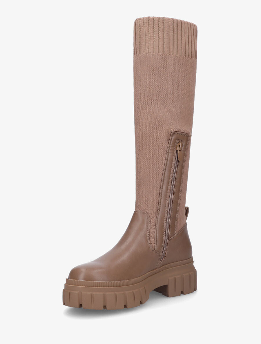 Bottes style chaussettes unis - Taupe - 3