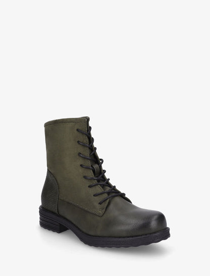 Bottines bimatière à lacets - Kaki - 2