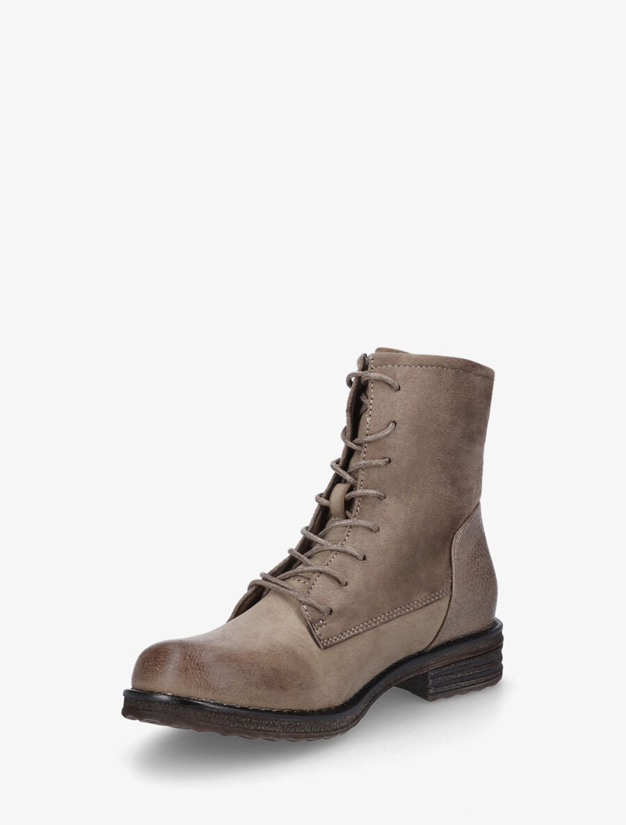 Bottines bimatière à lacets - Taupe - 3