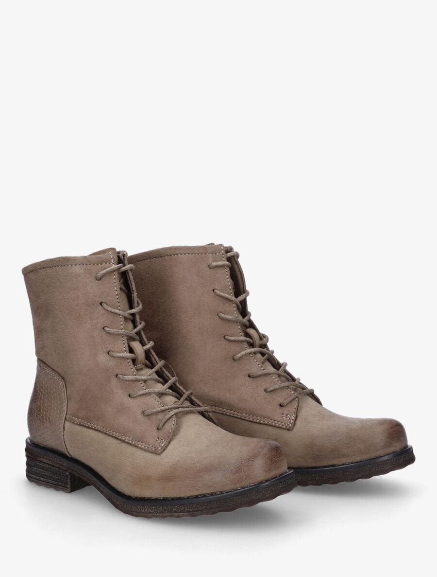 Bottines bimatière à lacets - Taupe - 4