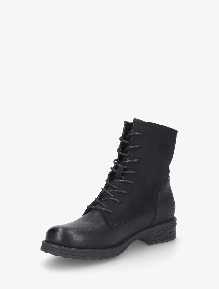Bottines bimatière à lacets - Noir - 3
