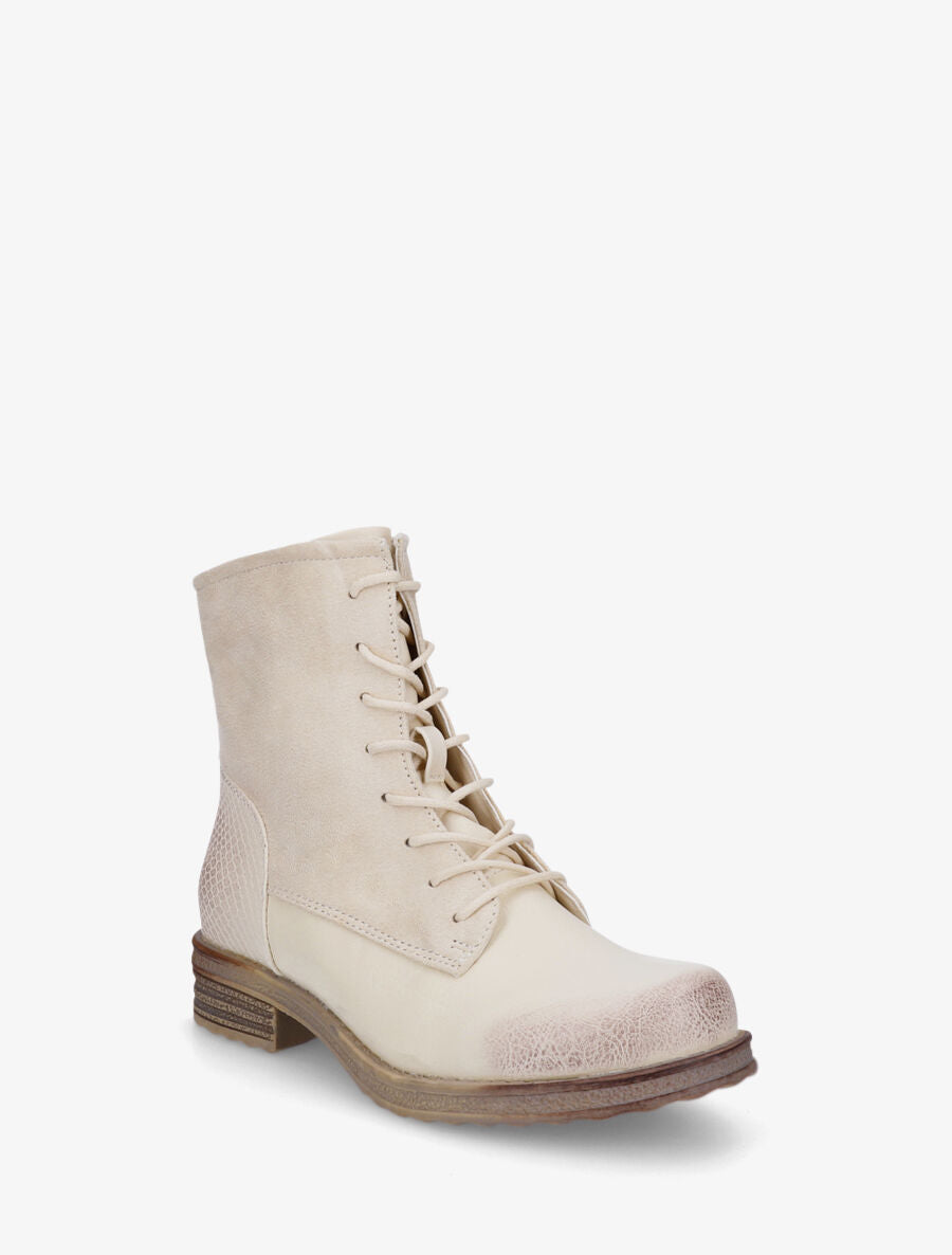 Bottines bimatière à lacets - Beige - 2