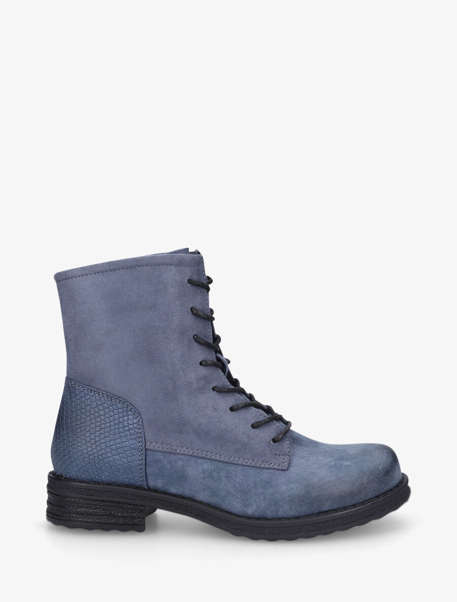 Bottines bimatière à lacets - Bleu - 1
