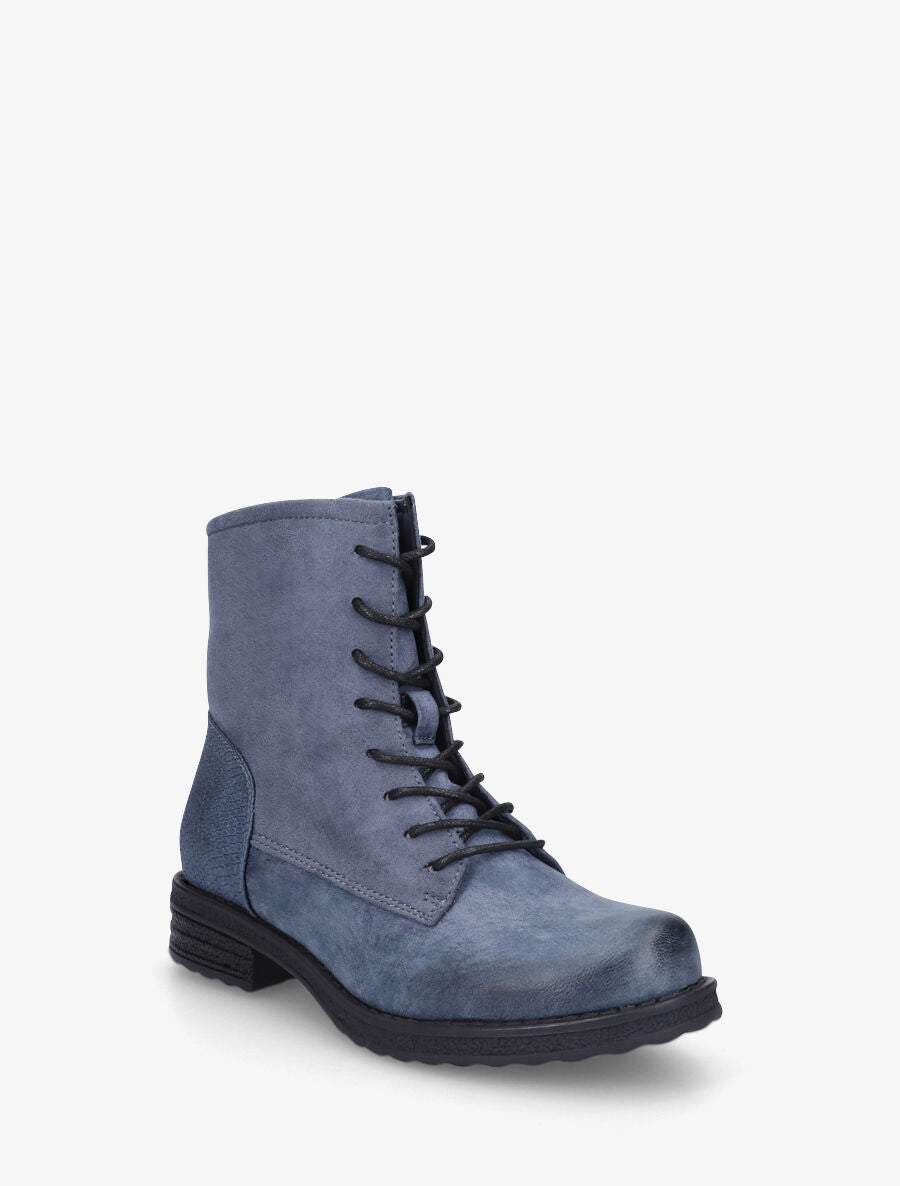 Bottines bimatière à lacets - Bleu - 2