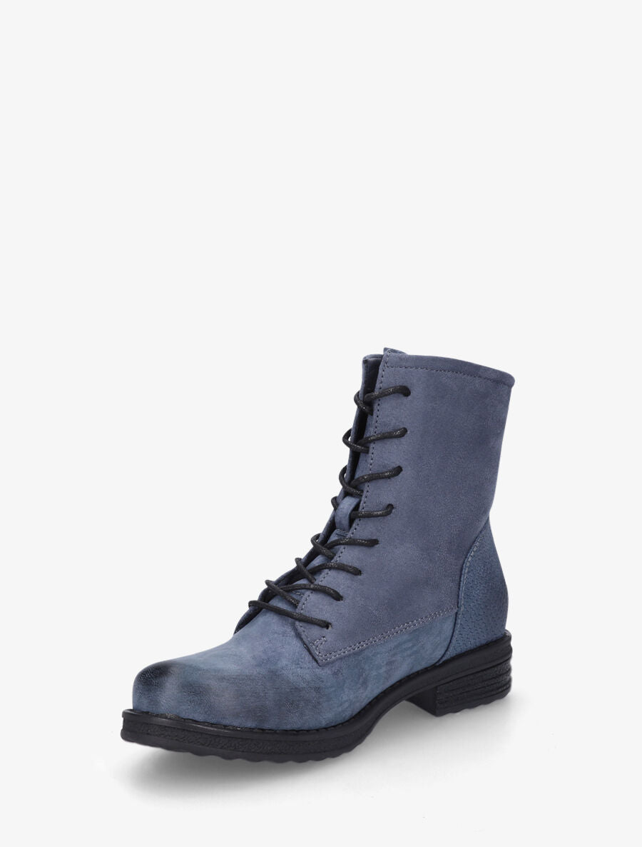 Bottines bimatière à lacets - Bleu - 3