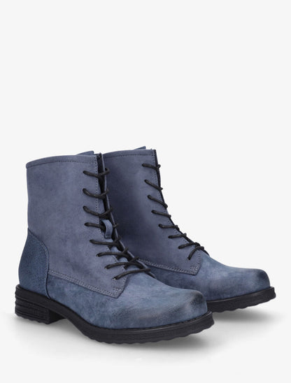 Bottines bimatière à lacets - Bleu - 4