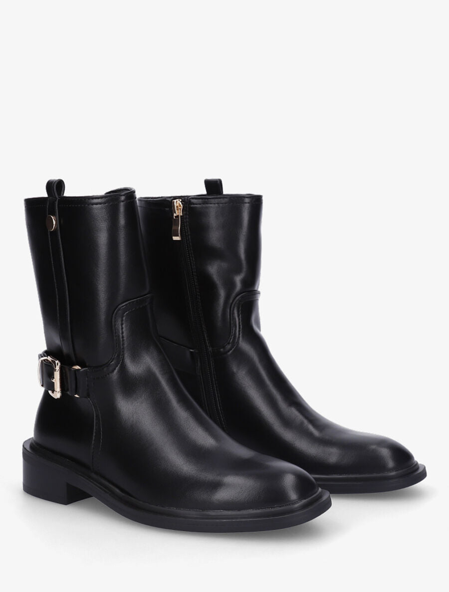 Boots en simili à boucle - Noir - 4