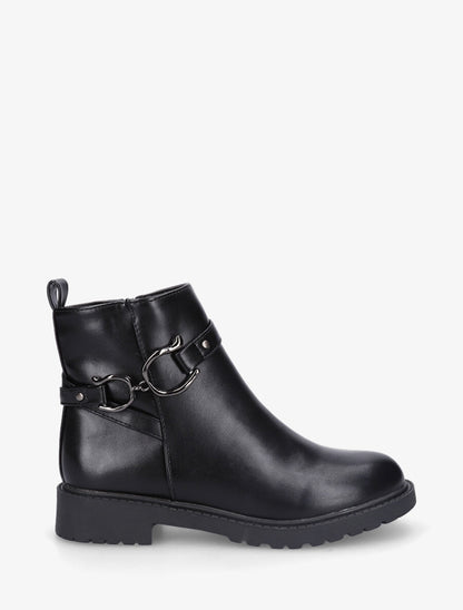 Bottines unies en simili - Noir - 1
