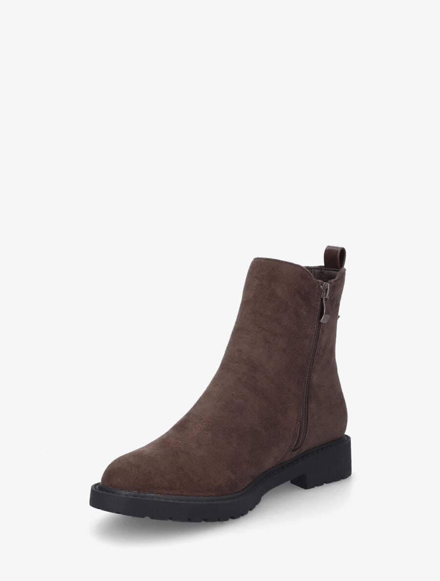 Bottines élastiquées en suédine - Marron - 3