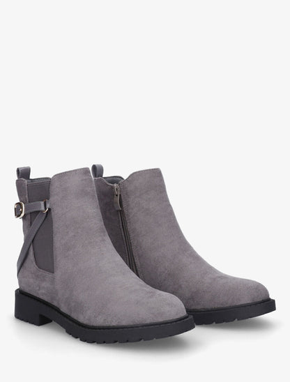 Bottines élastiquées en suédine - Gris - 4