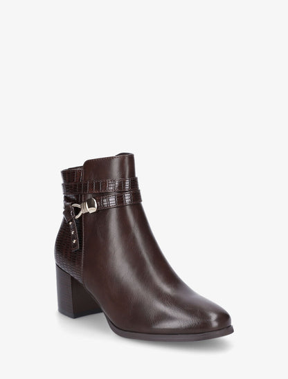 Bottines effet reptile à boucle - Marron - 3