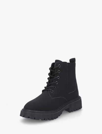 Bottines élastiquées et lacets en simili - Noir - 3