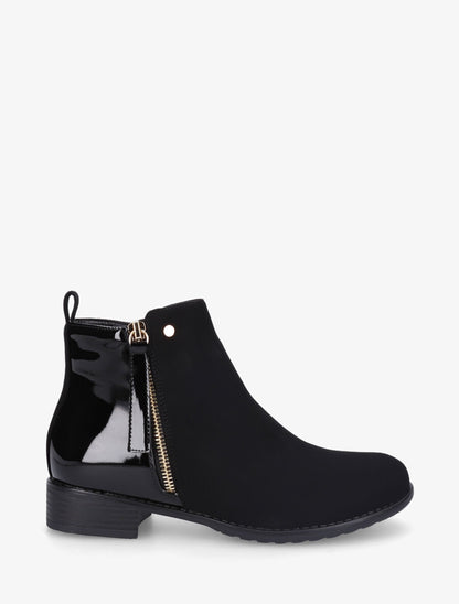 Bottines en simili à contrefort verni - Noir - 1
