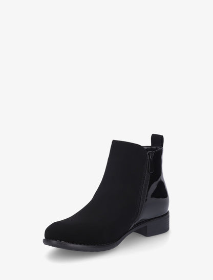 Bottines en simili à contrefort verni - Noir - 3