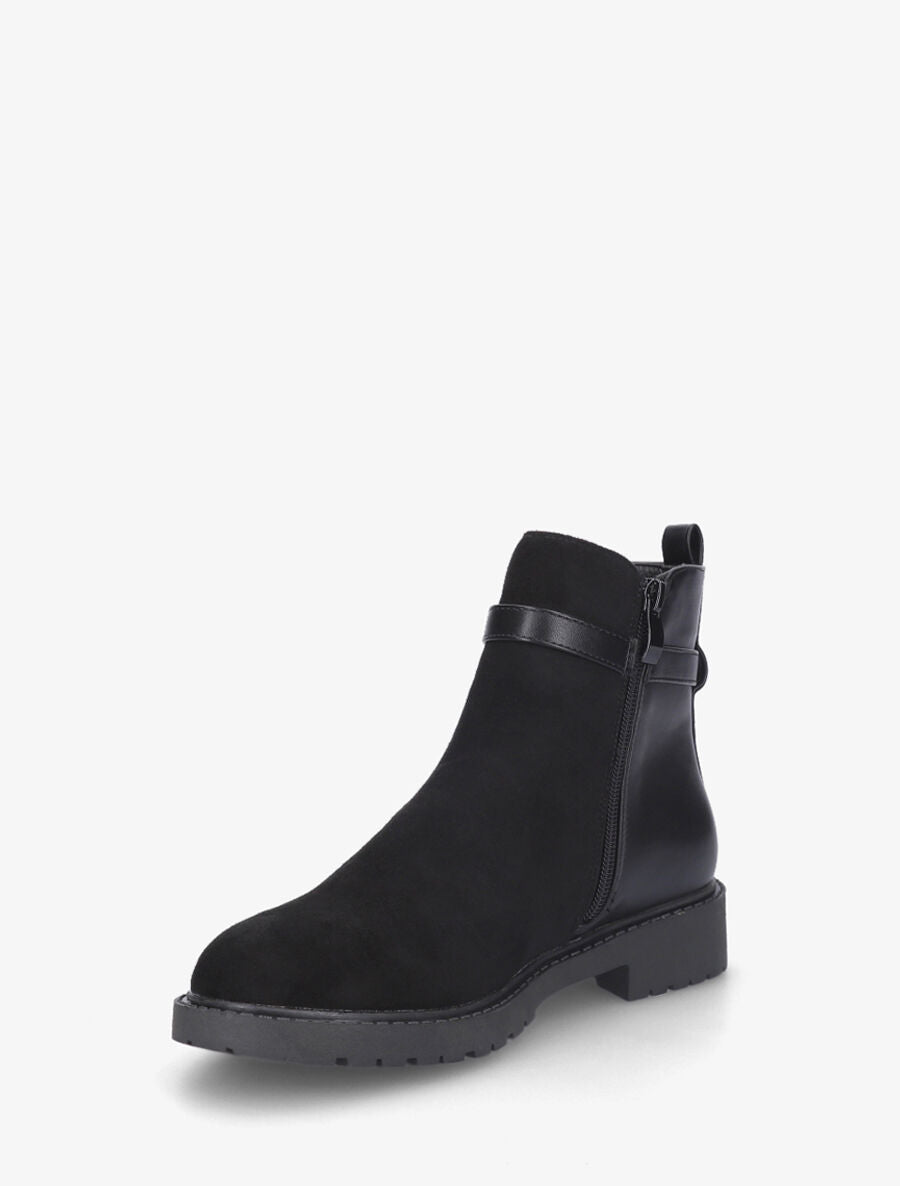 Bottines plates bi-matière boucle fantaisie - Noir - 3