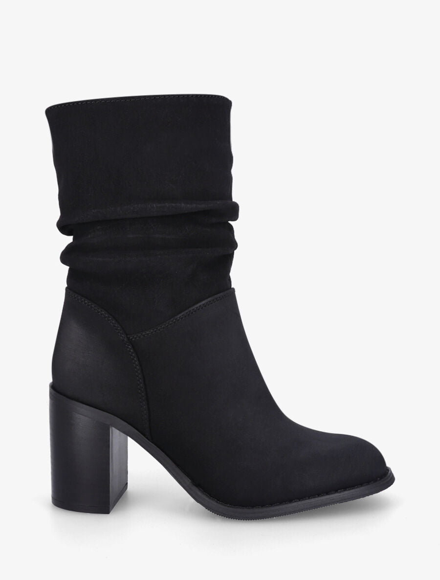 Bottines froncées à talon - Noir - 5