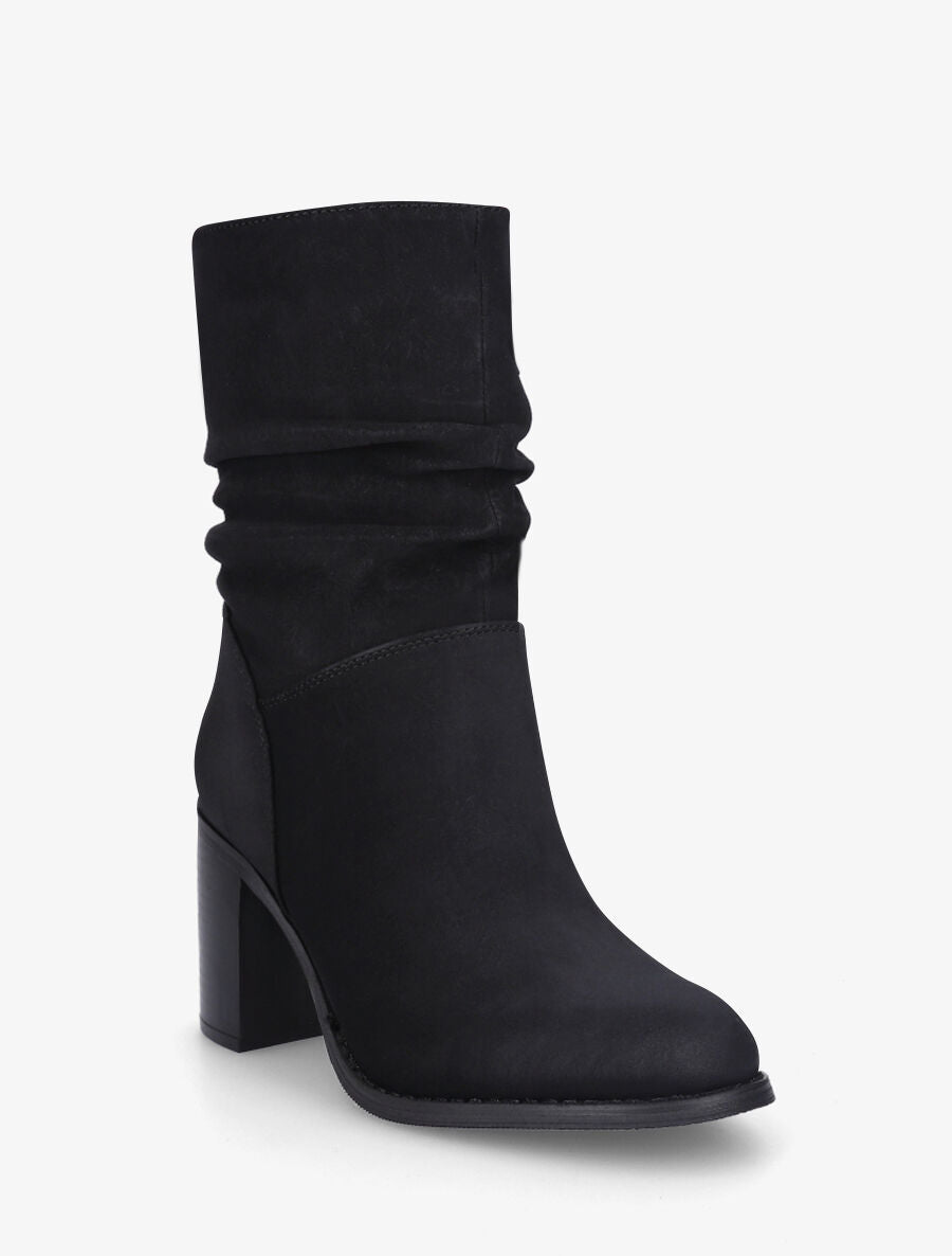 Bottines froncées à talon - Noir - 2