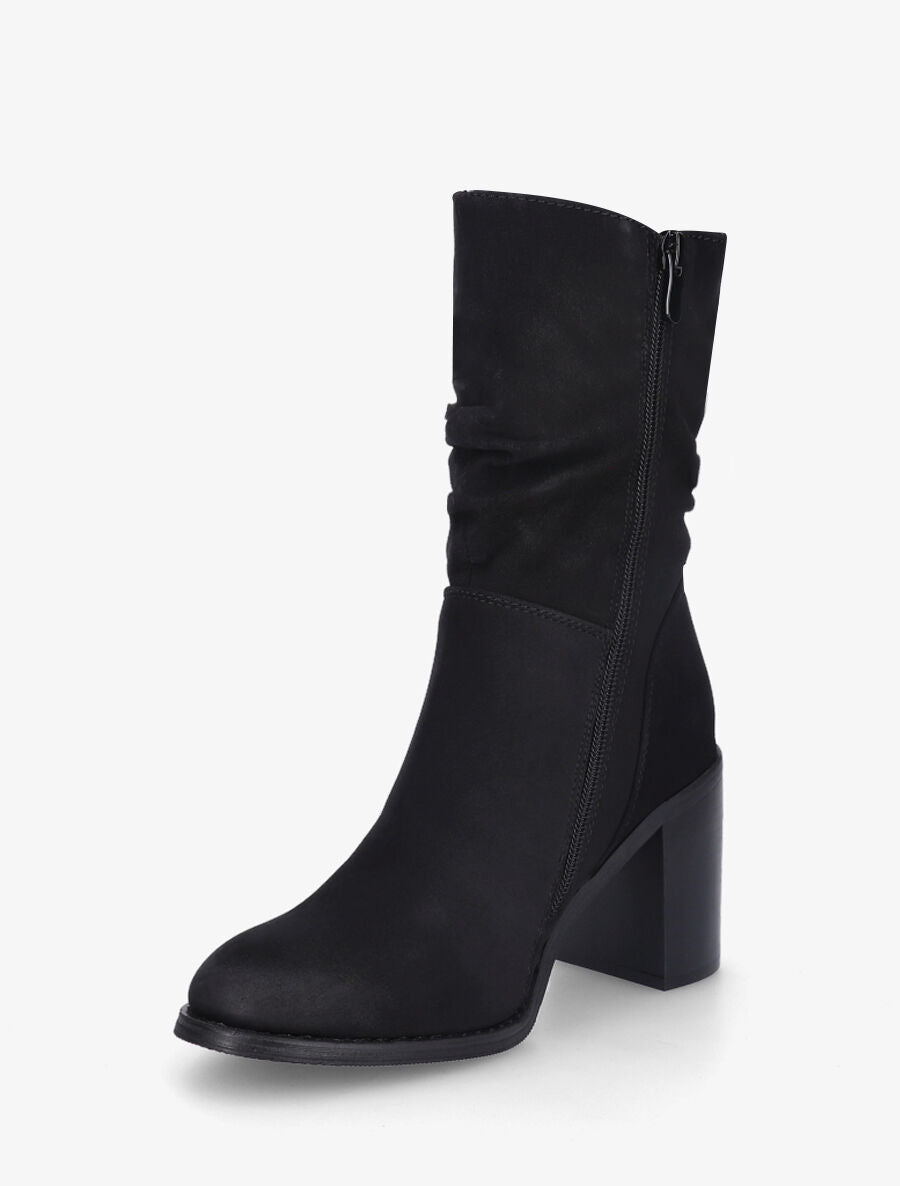 Bottines froncées à talon - Noir - 3