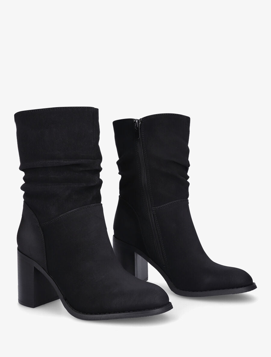 Bottines froncées à talon - Noir - 4