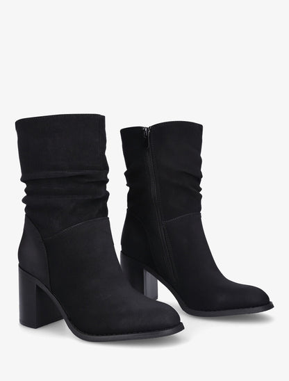Bottines froncées à talon - Noir - 4