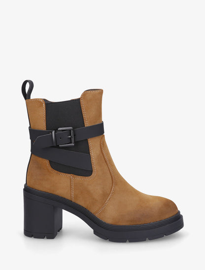 Bottines montantes en suédine - Camel - 1
