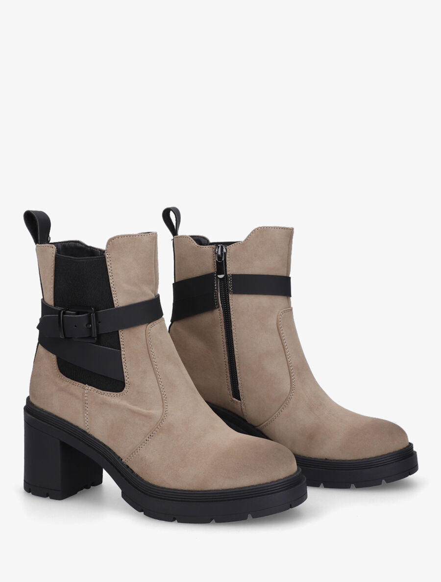 Bottines montantes en suédine - Taupe - 4