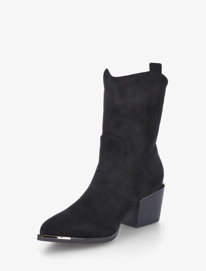 Bottines style santiag en suédine - Noir - 3