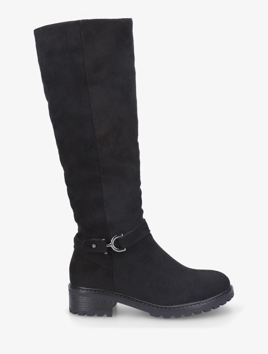 Bottes plates en suédine boucle fantaisie - Noir - 1