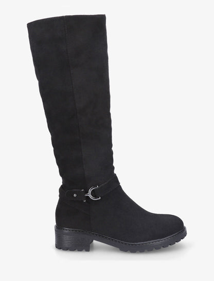 Bottes plates en suédine boucle fantaisie - Noir - 1