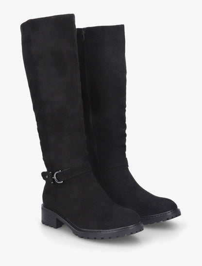 Bottes plates en suédine boucle fantaisie - Noir - 4