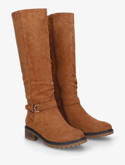 Bottes plates en suédine boucle fantaisie - Camel - 4