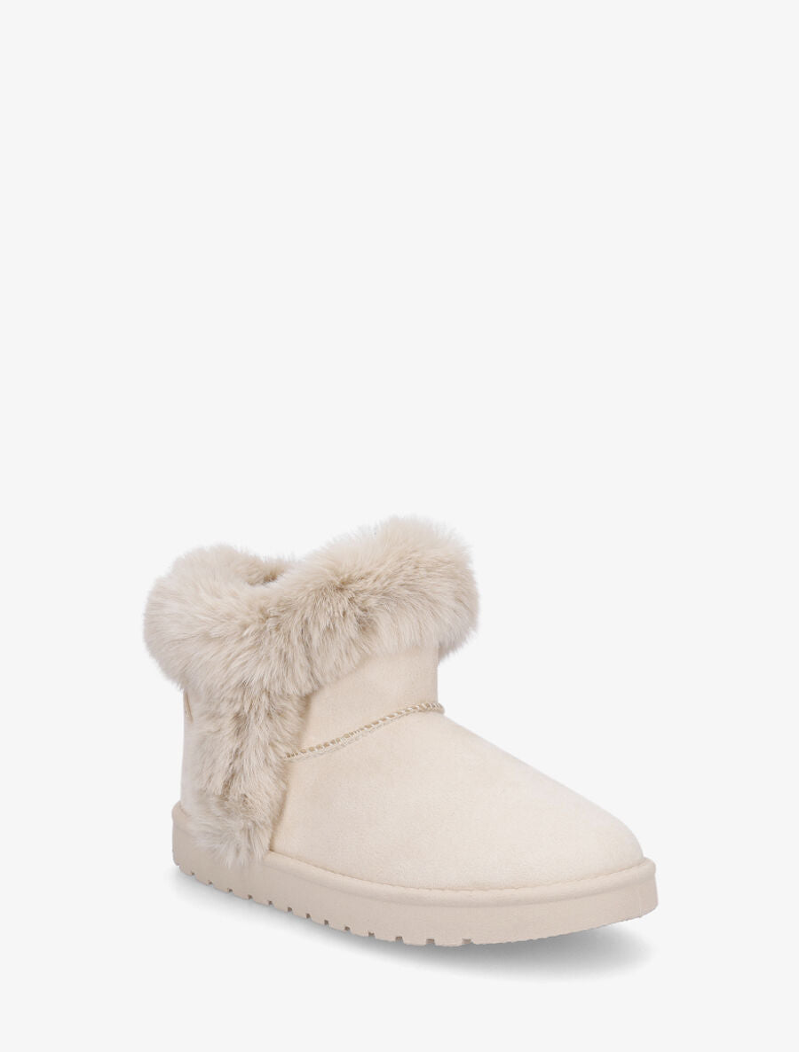Low boots fourrées et fourrure synthétique - Beige - 2