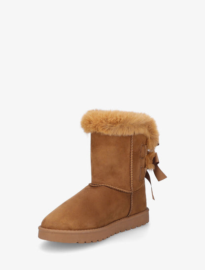Bottines montantes fourrées à noeud - Camel - 3
