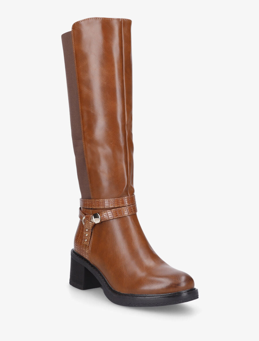 Bottes à contrefort python - Camel - 2