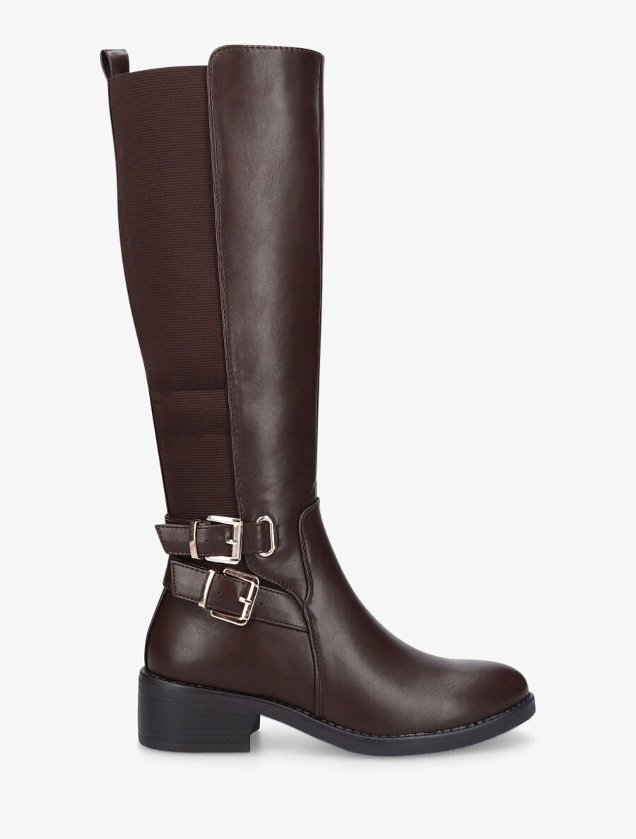 Bottes élastiquées à double sangle - Marron - 1