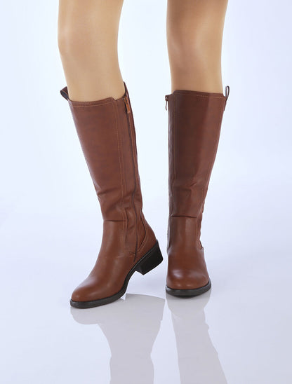 Bottes cavalières élastiquées - Camel - 5