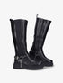 Bottes à bride amovible ornée de clous et chaîne dorée - Noir - 5