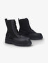 Bottines à lacets en simili et tissu - Noir - 1
