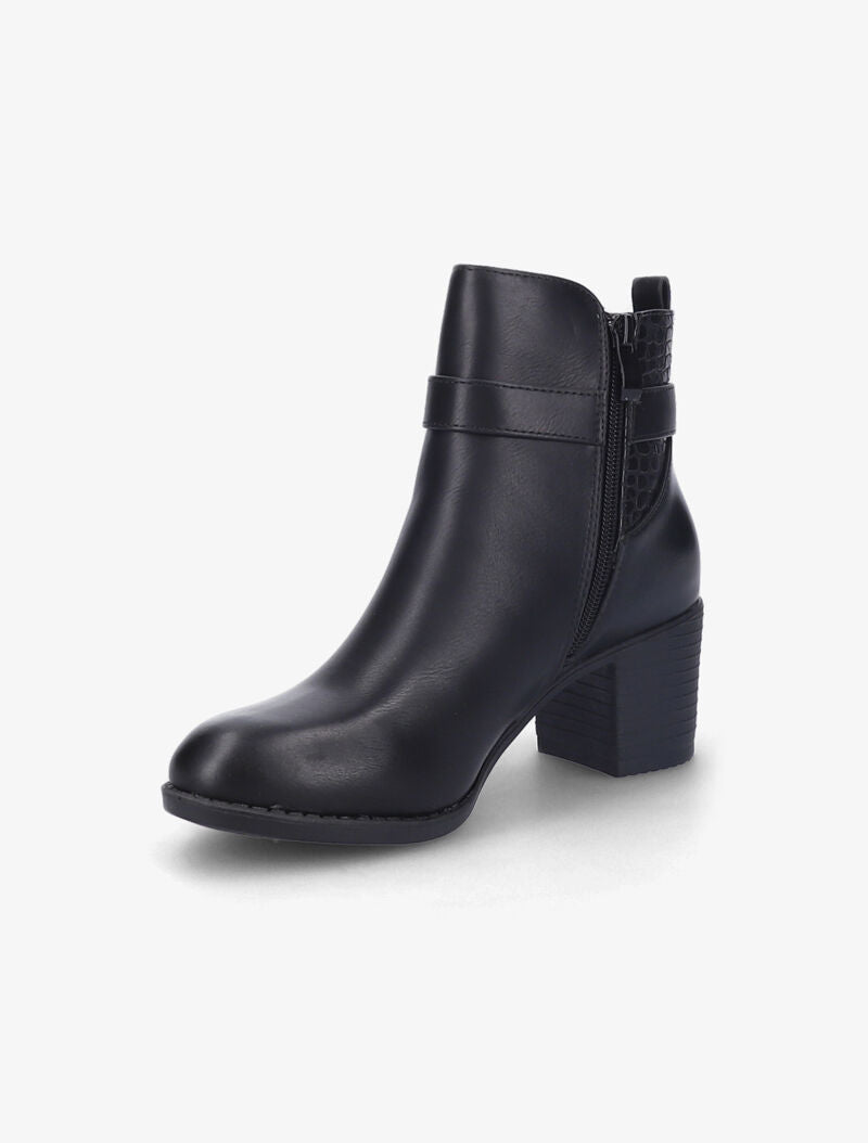 Bottines à talon à détail effet croco - Noir - 4