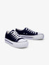 Tennis basses en toile à semelles compensées - Bleu marine - 1